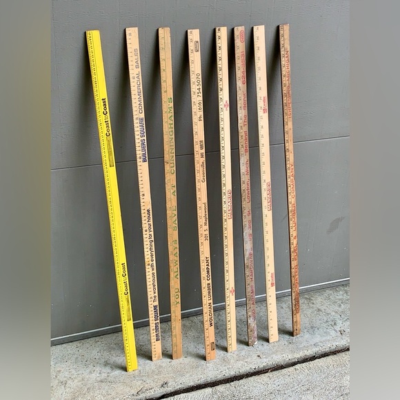 (Lot of 8) Vtg Assorted Business Antique Advertising Wooden Measuring Yardsticks - Picture 7 of 10